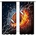 Cinbloo American Football Curtains Rod Pocket Fire Water Sports Flame Splashing Thunder Lightning Cool Boys Art Printed - Image 2