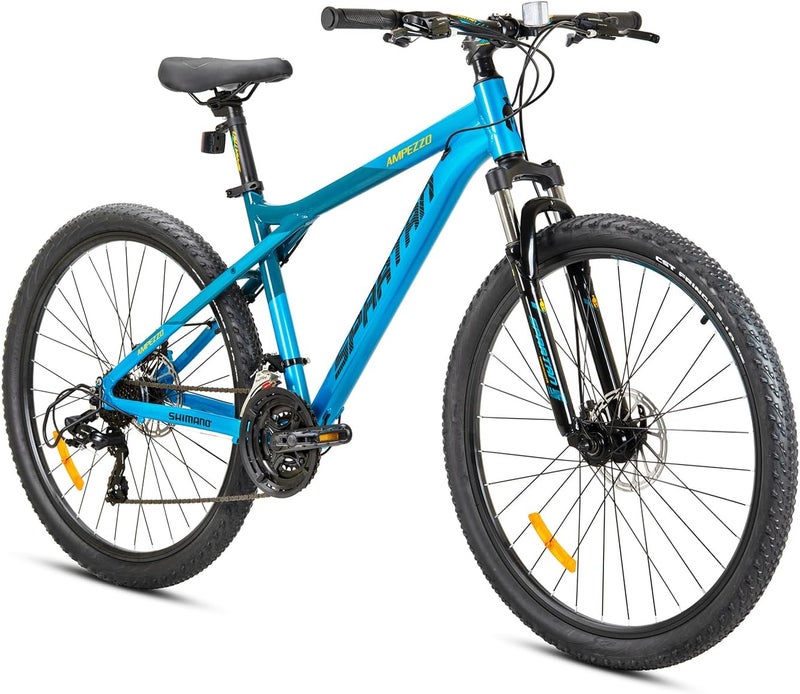 Spartan 27.5-Inch Ampezzo Road Bike | 27.5-Inch Wheel Size | Alloy Frame | Shimano 21-Speed Drivetrain | Front Suspension, Disc Brakes & Double Wall Rims – Trail-Ready MTB | Blue Chill - Image 1