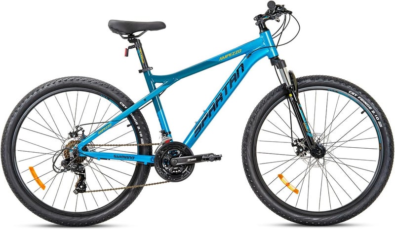 Spartan 27.5-Inch Ampezzo Road Bike | 27.5-Inch Wheel Size | Alloy Frame | Shimano 21-Speed Drivetrain | Front Suspension, Disc Brakes & Double Wall Rims – Trail-Ready MTB | Blue Chill - Image 2