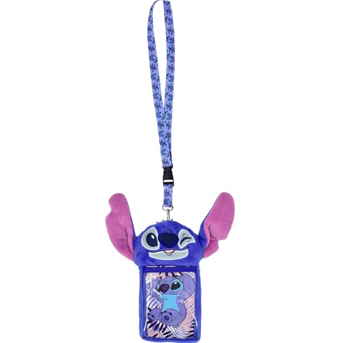 Disney Stitch Plush Lanyard ID Card and Badge Holder Blue - Image 1