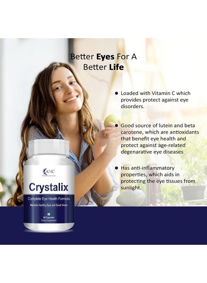 ANC ANC Crystalix Eye Supplement Lutein, Zeaxanthin, Vitamin A, Vitamin B2, Vitamin E Support Eye Health, Helps in Improve Vision, Kids & Adults, Digital Safe Guard, Blue Light, Veg 60 Capsules-Pack of 3  - Image 2