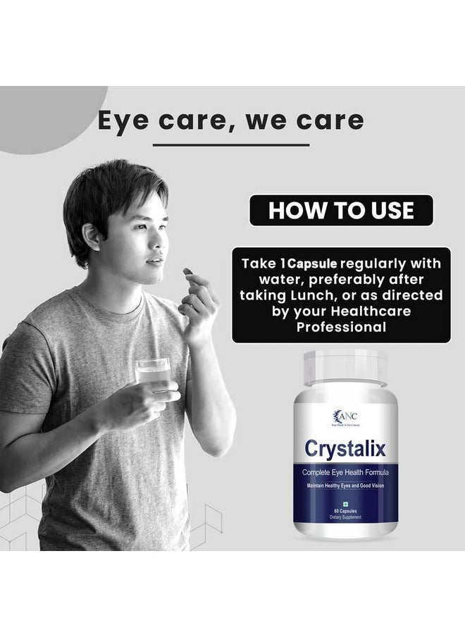 ANC ANC Crystalix Eye Supplement Lutein, Zeaxanthin, Vitamin A, Vitamin B2, Vitamin E Support Eye Health, Helps in Improve Vision, Kids & Adults, Digital Safe Guard, Blue Light, Veg 60 Capsules-Pack of 3  - Image 5