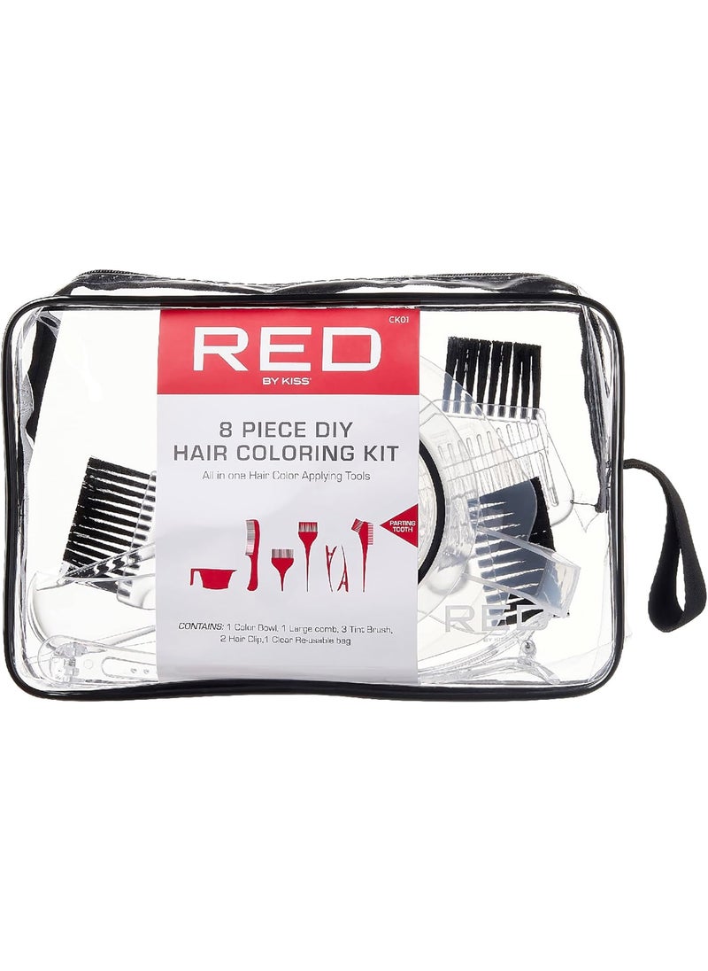 Red by Kiss - Red by Kiss 8 Piece Hair Dye Coloring Kit DIY Hair Dye Tools, Mixing Bowl, Hair Dye Brush, Hair Clips, Re-usable Bag - Image 1