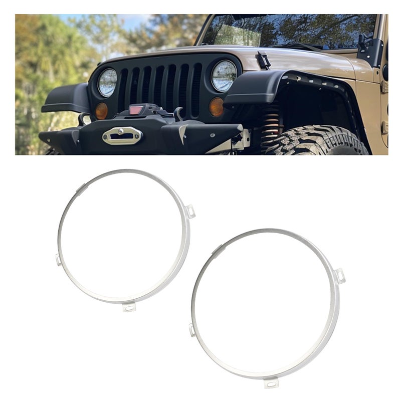HECASA HECASA 7" Headlight Mount Bracket Ring Compatible with 1997-2006 Jeep Wrangler TJ Retaining Retainer Driver & Passenger Side - Image 1
