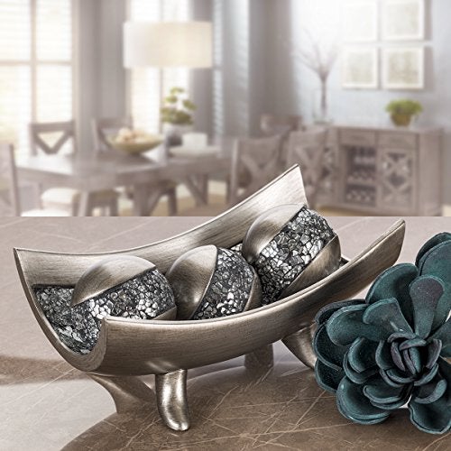 Creative Scents Schonwerk Silver Centerpiece Bowl - Coffee Table Decor - Centerpiece Table Decorations for Dining Room Living Room or Entry Table - Decorative Bowl - Best Wedding/Birthday Gift - Image 3