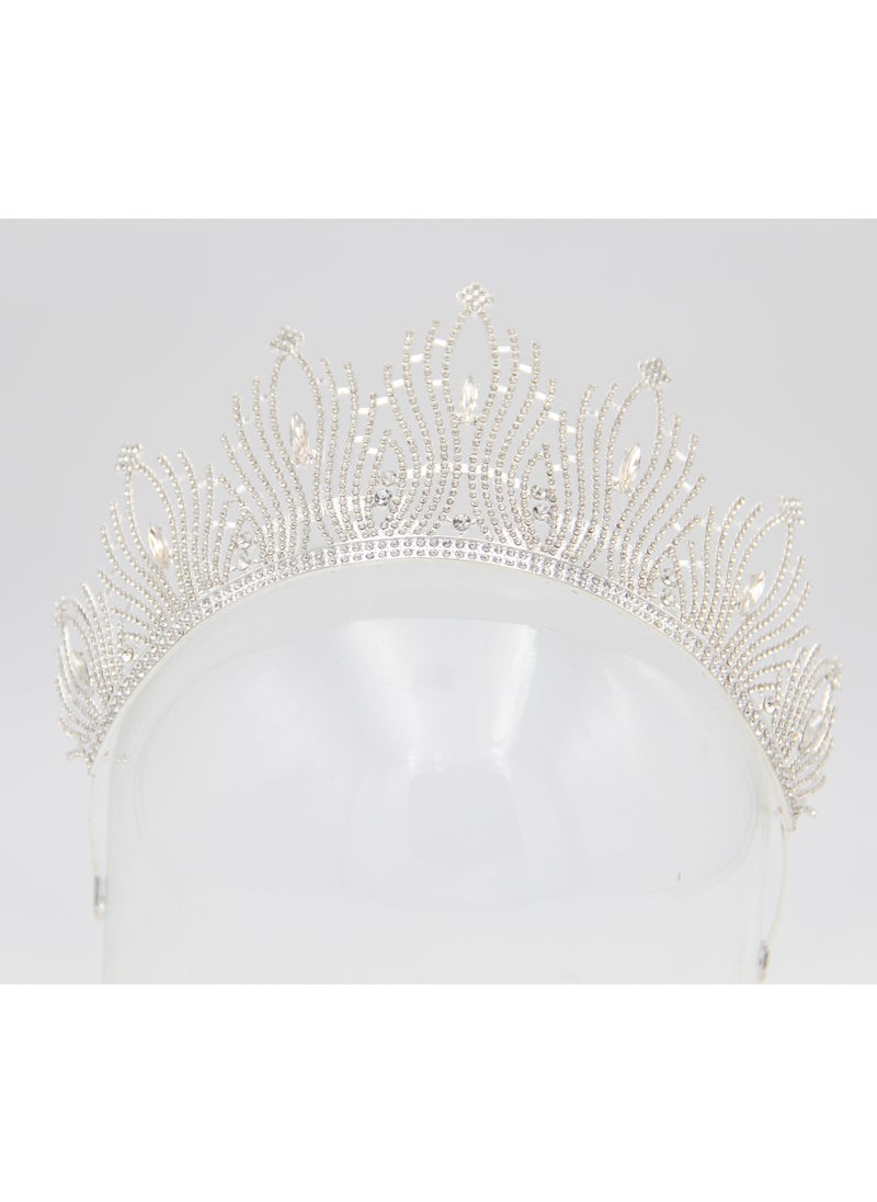 D'Daniela - Emmely Silver Tiara Crowns Crystal Headband Princess - Image 1