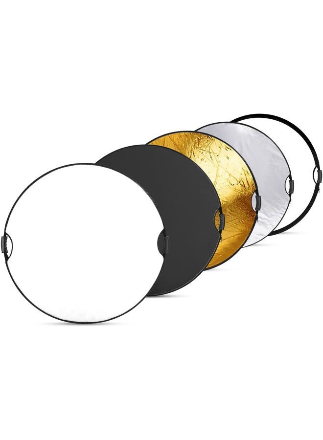 Neewer 43"/110cm Light Reflector with Handle Grip with 3/8" Thread, 5 in 1 Collapsible Disc Light Diffuser Translucent/Silver/Gold/White/Black for Photography Lighting, Outdoor Lighting, RF-110II - Image 1