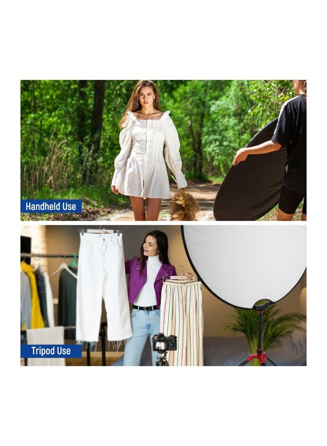 Neewer 43"/110cm Light Reflector with Handle Grip with 3/8" Thread, 5 in 1 Collapsible Disc Light Diffuser Translucent/Silver/Gold/White/Black for Photography Lighting, Outdoor Lighting, RF-110II - Image 4