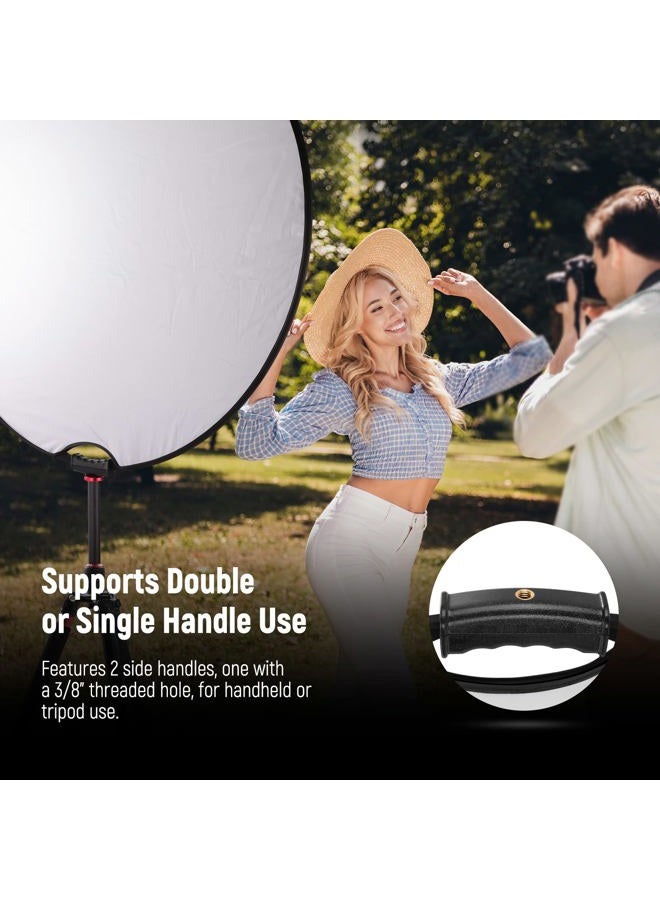 Neewer 43"/110cm Light Reflector with Handle Grip with 3/8" Thread, 5 in 1 Collapsible Disc Light Diffuser Translucent/Silver/Gold/White/Black for Photography Lighting, Outdoor Lighting, RF-110II - Image 3