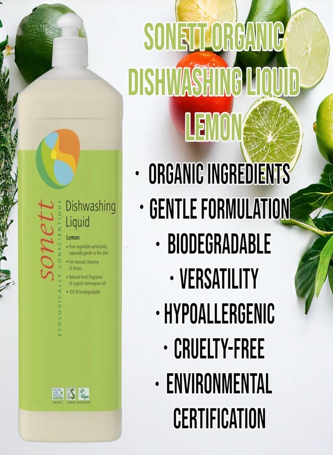 Sonett Organic Dishwashing Liquid Organic 100% Biodegradable (Lemon, 34 Fl.Oz (1 Count)) - Image 2