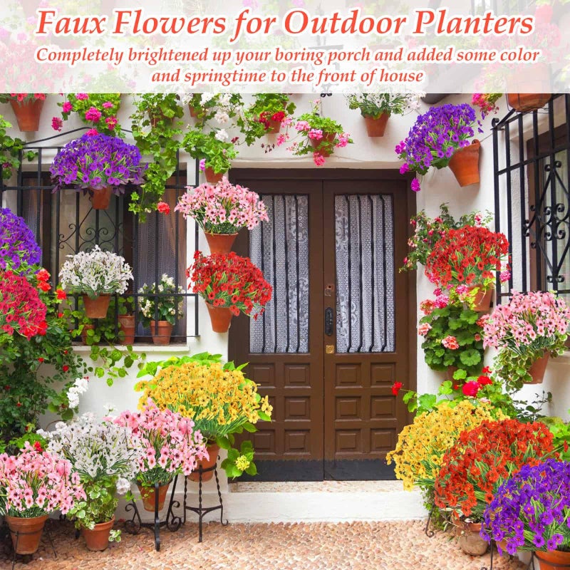 Dexpinzo 32 Bundles Artificial Flowers for Outdoors, UV Resistant Realistic Fake Silk Violet Flowers with Plastic Faux Plants Bulk for Outside Garden Yard Porch Patio Pots Window Boxes Hanging Planters Decor - Image 3