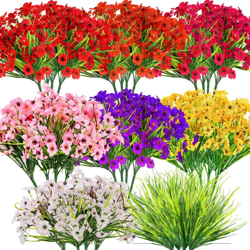 Dexpinzo 32 Bundles Artificial Flowers for Outdoors, UV Resistant Realistic Fake Silk Violet Flowers with Plastic Faux Plants Bulk for Outside Garden Yard Porch Patio Pots Window Boxes Hanging Planters Decor - Image 1