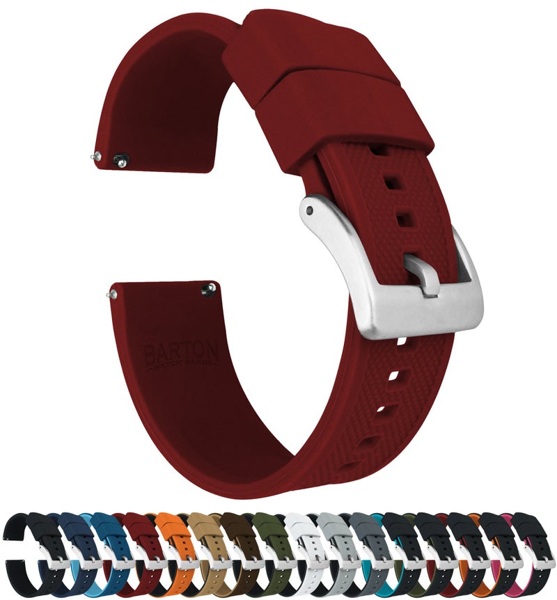 Barton Watch Bands أشرطة ساعة بارتون سريعة الإطلاق من السيليكون النخبة، أحمر قرمزي، 22 مم - Image 2