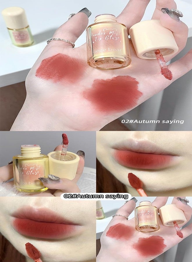 Gege Bear Powder Mist Lip Glaze | Ultra-Fine Soft Matte Finish | Lightweight & Long-Lasting | 6 Gorgeous Shades | Fluffy Cloud Lip Tint Effect | Smooth & Luxurious Texture | Modern & Chic Lip Makeup for Women (01# Naked Fog Powder Peach, 2.5g) - Image 4