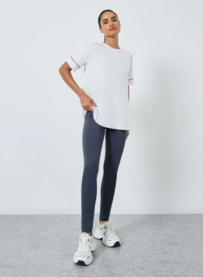 Styli Active Reflective Stripe Short Sleeves Top