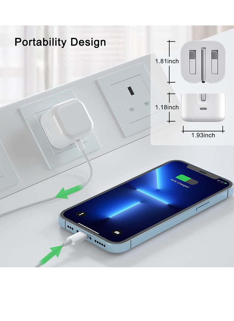 ELTRAZONE - iPhone Charger Cable and Plug, iPhone Fast Charger 20W PD 3.0 USB C Wall Charger Plug with 1M iPhone Fast Charging Cable USB C Fast Charger Compatible with Phone 13 12 11 Pro Max Mini X XR Xs 8 - Image 1
