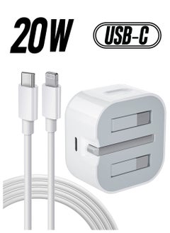 iPhone Charger Cable and Plug, iPhone Fast Charger 20W PD 3.0 USB C Wall Charger Plug with 1M iPhone Fast Charging Cable USB C Fast Charger Compatible with Phone 13 12 11 Pro Max Mini X XR Xs 8