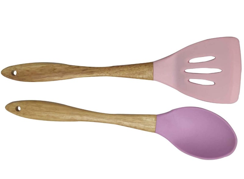 Whitecloud TRANSFORMING HOMES® Wooden Handle Cooking Spoon-Silicone Nonstick Heat Resistant Kitchen Utensil Set, Complete Set of 6 (105-1, 2, 3, 4, 5, 6) - Image 3