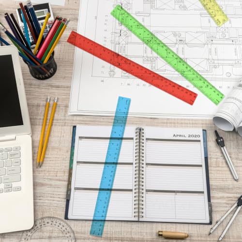 Okxiri 16 Pack Assorted Color Clear Rulers 12 inch, Plastic Ruler Bulks for Classroom, Transparent Metric Rulers for Kids with Inches and Centimeters for School, Home, Office Supplies - Image 5