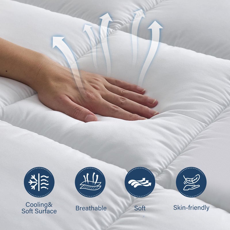 Aodenge 4 lnch Dual Layer Mattress Topper Full Size, 2 Inch Cooling Gel Memory Foam and 2 Inch Soft Pillow Top Mattress Pad Cover for Back Pain, with Elastic Deep Pocket - Image 2