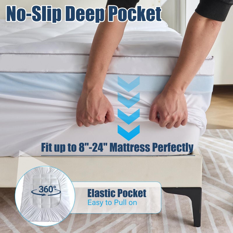 Aodenge 4 lnch Dual Layer Mattress Topper Full Size, 2 Inch Cooling Gel Memory Foam and 2 Inch Soft Pillow Top Mattress Pad Cover for Back Pain, with Elastic Deep Pocket - Image 3