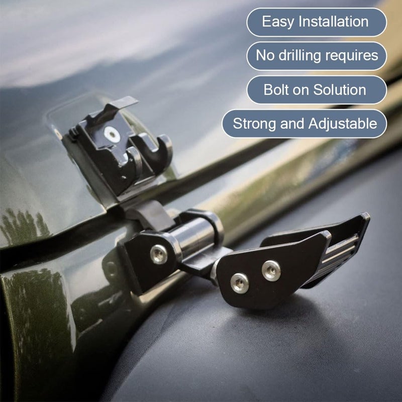 LETINGFAR Adjustable Hood Lock Catches Kit for Jeep Wrangler JK and JL (2007-2023) - Black - Image 4