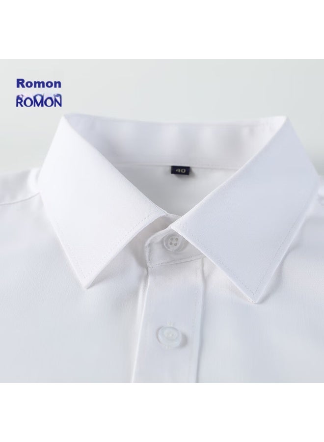 ROMON Romon [triple Protection] Wrinkle-resistant Non-iron Long Sleeve Dress Shirt For Men, Autumn Business Work Uniform Formal Professional Shirt, White, Size 40  - Image 4