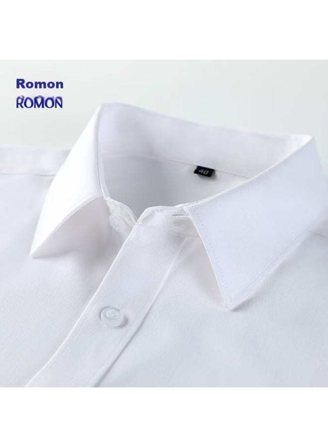 ROMON Romon [triple Protection] Wrinkle-resistant Non-iron Long Sleeve Dress Shirt For Men, Autumn Business Work Uniform Formal Professional Shirt, White, Size 40  - Image 5