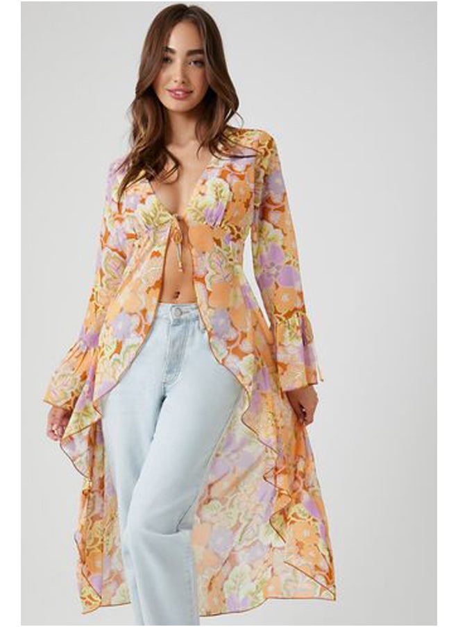 FOREVER 21 Sheer Floral Print Kimono  - Image 4