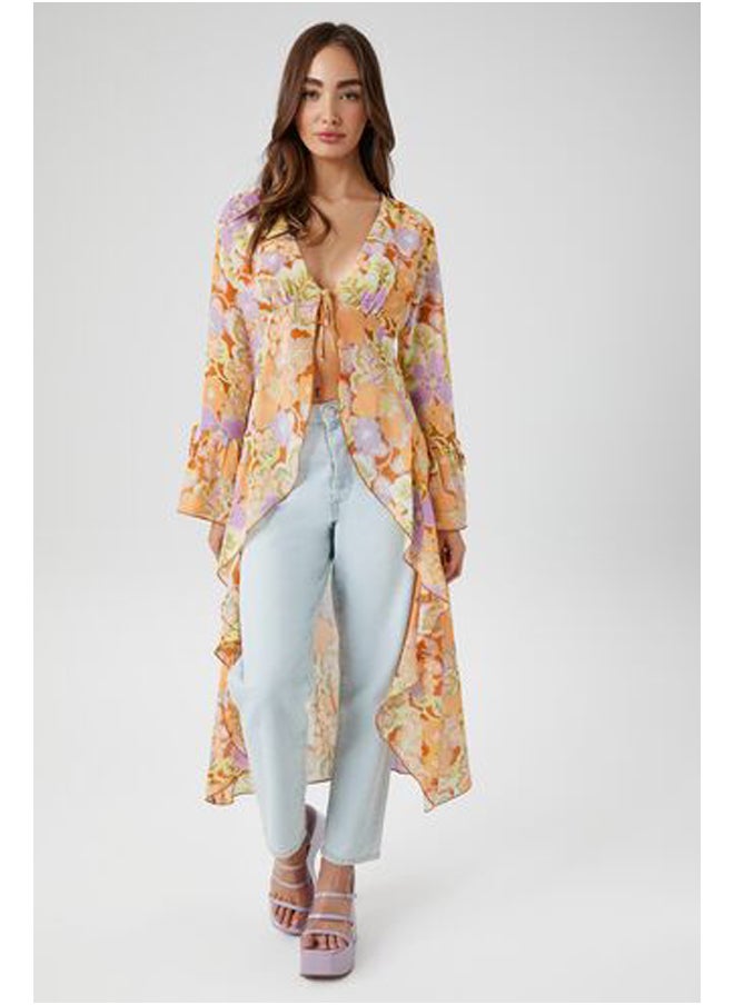FOREVER 21 Sheer Floral Print Kimono  - Image 1