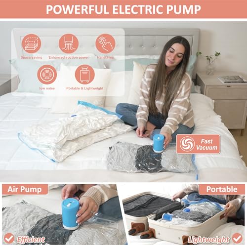 Cozy Essential 16 Pack Vacuum Storage Bags with Electric Pump, Vacuum Seal Space Saver Bags for Clothing, Pillows, Blanket, Bedding, Comforters - Image 3