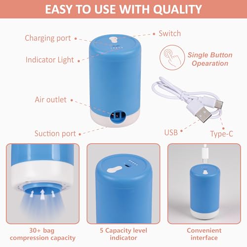 Cozy Essential 16 Pack Vacuum Storage Bags with Electric Pump, Vacuum Seal Space Saver Bags for Clothing, Pillows, Blanket, Bedding, Comforters - Image 5