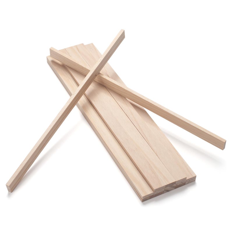 Coowayze Wood Strips Slats for Wall Wooden Dowels Wooden Sticks for Crafts 14 34 15 15 PCS Wood Trim Planks Flat Lumber Boards Square Dowel Rods for Crafting Woodworking Model Making - Image 3