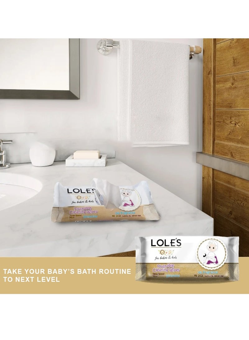 Lole's Flushable Cleaning Wipes for Babies & Kids – Plant-Based, 0% Fragrance – Pack of 1 x 48 Wipes - Image 4