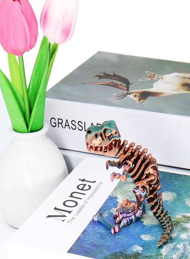 DEFORAGE 4Pcs 3D Printed Dinosaur Skeleton, Articulated Tyrannosaurus Rex with Bones, 3D Printed Triceratops, Ankylosaur, 3D Printed Animals, Dinosaur Themed Party Decor, Stress Relief - Image 5