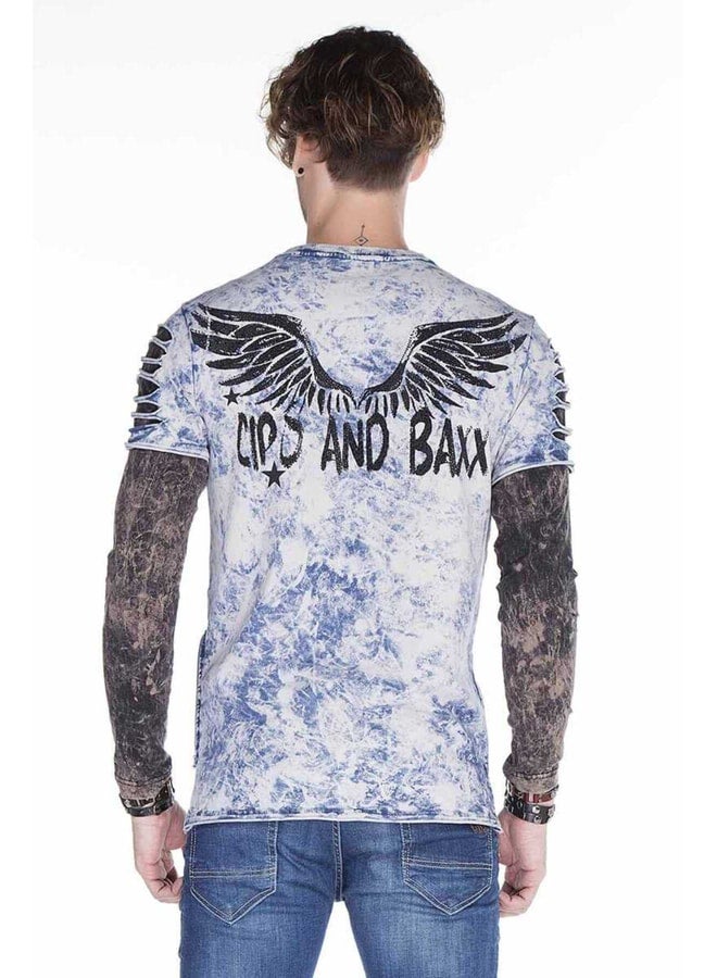 Cipo & Baxx Men's Blue Printed Washable Seasonal Sweatshirt. - Image 3