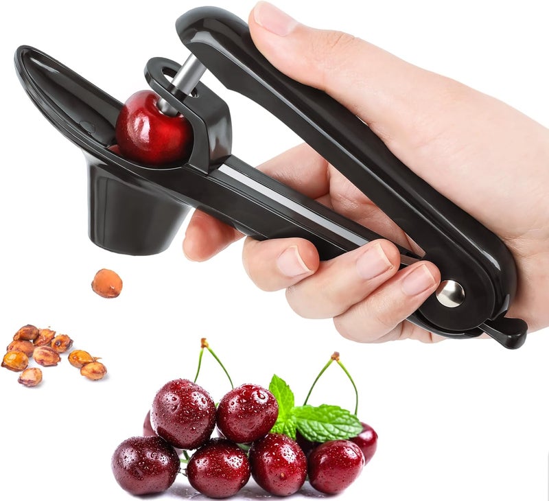 EWPJDK Cherry Pitter Tool Pit Remover Heavy-Duty Stainless Steel Olive Pitter Tool for Making Cherry Jam (Black) - Image 1