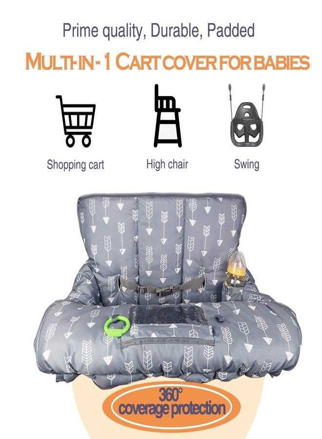 RHYDEER Shopping cart Cover for Baby high Chair Cover, roll in and go, Universal fit, Grey Arrow - Image 3