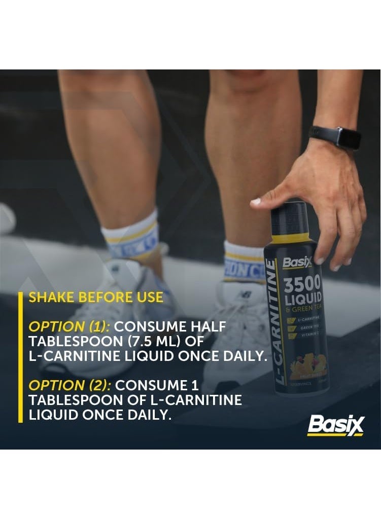 Basix L-Carnitine 3500 Liquid & Green Tea 480ml Fruit Burst - Image 3