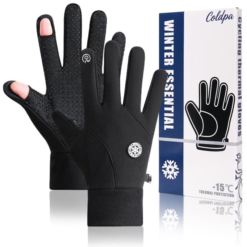 coldpa Winter Thermal Gloves, Winter Thermal Gloves with Touchscreen Function, Winter Gloves Women Men Ski Snow Gloves Liner Thermal Warm Touch Screen, Anti-Slip Grip, Running, Cycling, Driving Etc. Black - Image 1