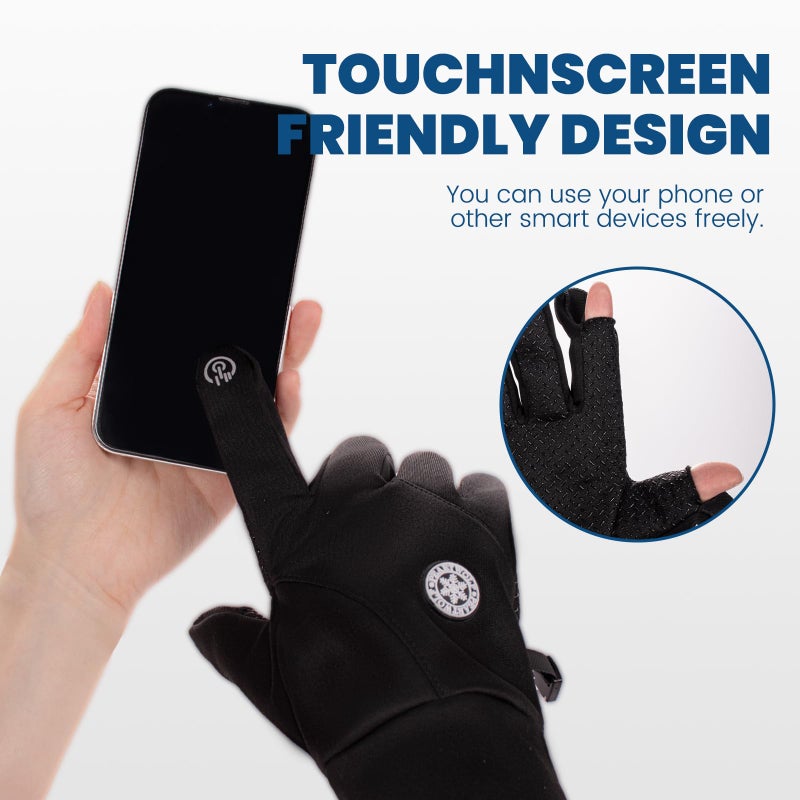 coldpa Winter Thermal Gloves, Winter Thermal Gloves with Touchscreen Function, Winter Gloves Women Men Ski Snow Gloves Liner Thermal Warm Touch Screen, Anti-Slip Grip, Running, Cycling, Driving Etc. Black - Image 4