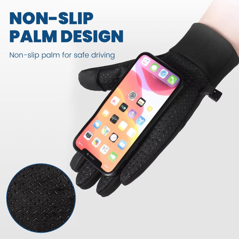 coldpa Winter Thermal Gloves, Winter Thermal Gloves with Touchscreen Function, Winter Gloves Women Men Ski Snow Gloves Liner Thermal Warm Touch Screen, Anti-Slip Grip, Running, Cycling, Driving Etc. Black - Image 3