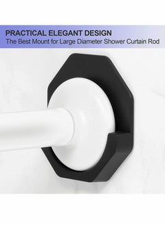 KASTWAVE Shower Curtain Rod Holder 2PCS Adhesive Shower Rod Wall Mount Holder for Wall/Bathroom No Drilling Stick On Black (Shower Curtain Rod Not Included)  - Image 2