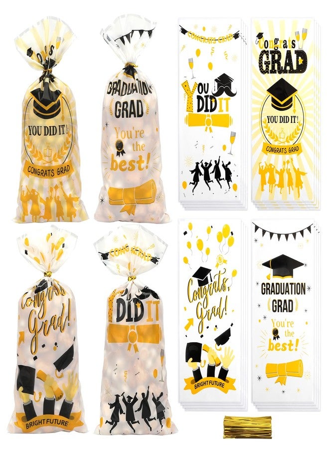 eowqeiur 60 PCS Graduation Treat Bags with Ties for Nuts Snack Candy Goodie Cookie Gifts Wrapping Small Plastic Graduation Pouches Congrats Grad Party Decorations Class of 2025 Favors Supplies(4.9x10.6) - Image 1