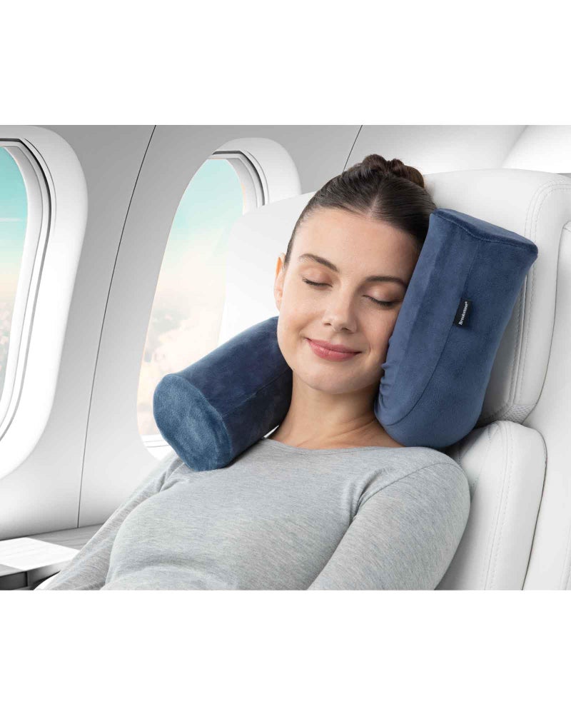 Brookstone Free Form Travel Pillow - Lightweight Flexible Memory Foam Travel Neck Pillow for Sleeping, Car, Airplane & Travel Support, Blue - Image 4