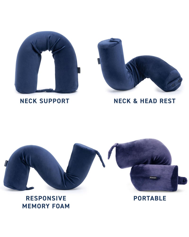 Brookstone Free Form Travel Pillow - Lightweight Flexible Memory Foam Travel Neck Pillow for Sleeping, Car, Airplane & Travel Support, Blue - Image 3