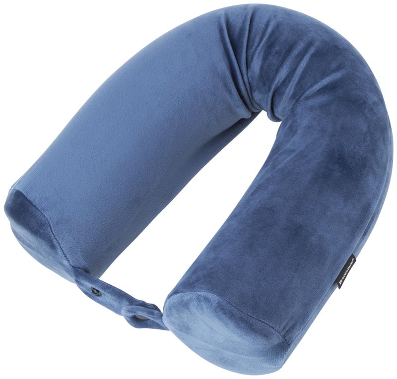 Brookstone Free Form Travel Pillow - Lightweight Flexible Memory Foam Travel Neck Pillow for Sleeping, Car, Airplane & Travel Support, Blue - Image 1