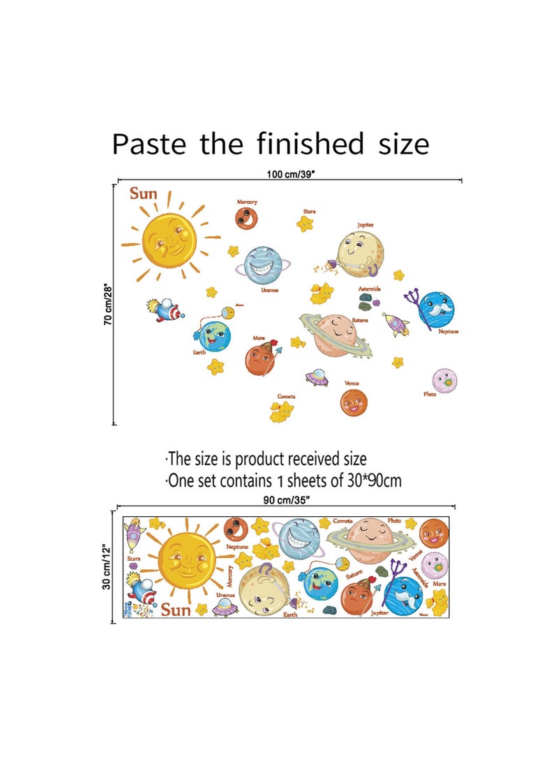 KASTWAVE ملصقات حائط كوكب غرفة الأطفال، ملصقات حائط فضاء، ملصقات حائط فضاء قابلة للإزالة والتثبيت، ديكورات ملصقات حائط لطيفة، ملصقات فضاء كرتونية لغرفة نوم الأولاد وأماكن اللعب - Image 3