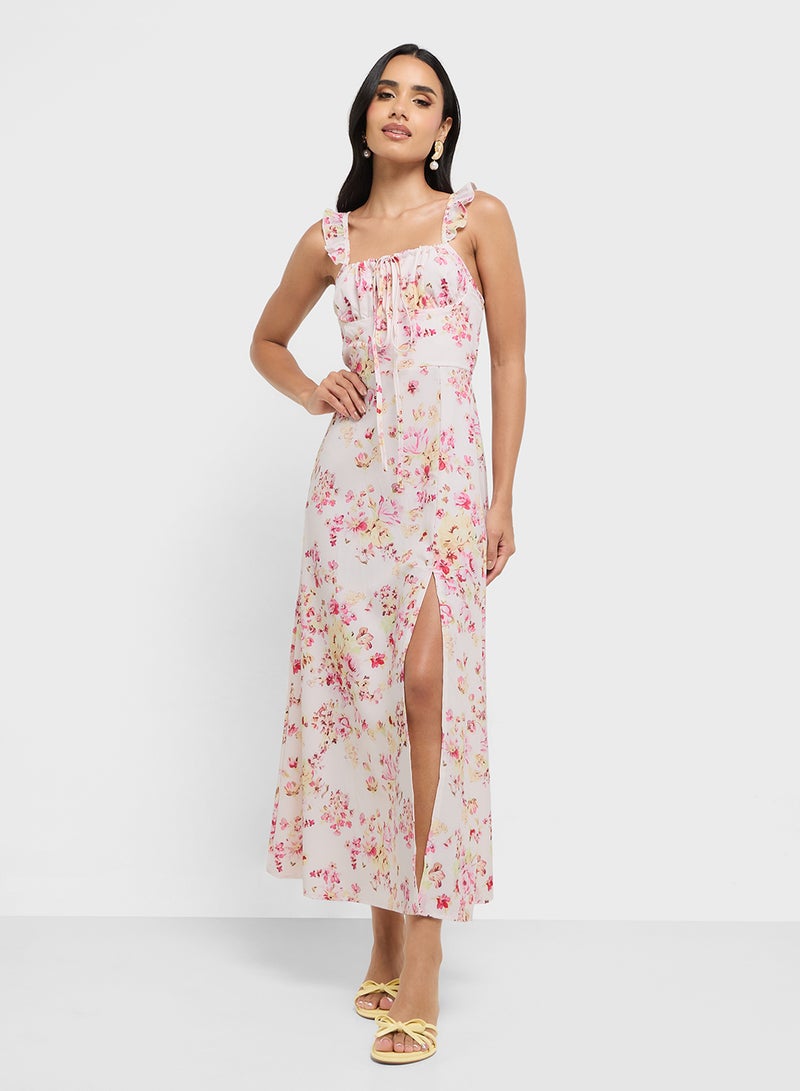 جينجر فستان صيفي بحمالات بتصميم كورست مطبوع بالزهور - Image 1