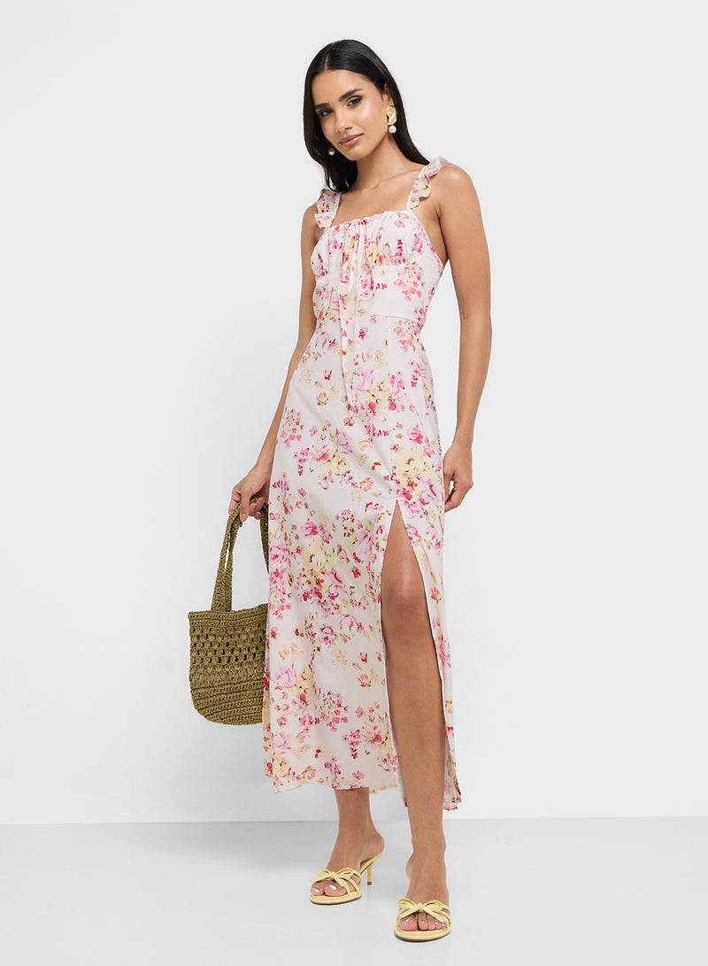 جينجر فستان صيفي بحمالات بتصميم كورست مطبوع بالزهور - Image 4